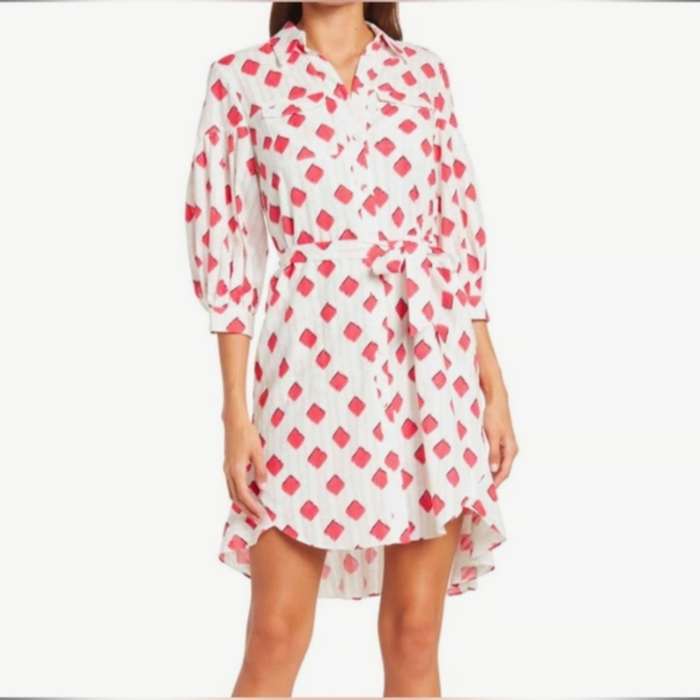 Diane Von Furstenburg DVF Paige Tie Waist Shirtdress Sz 4